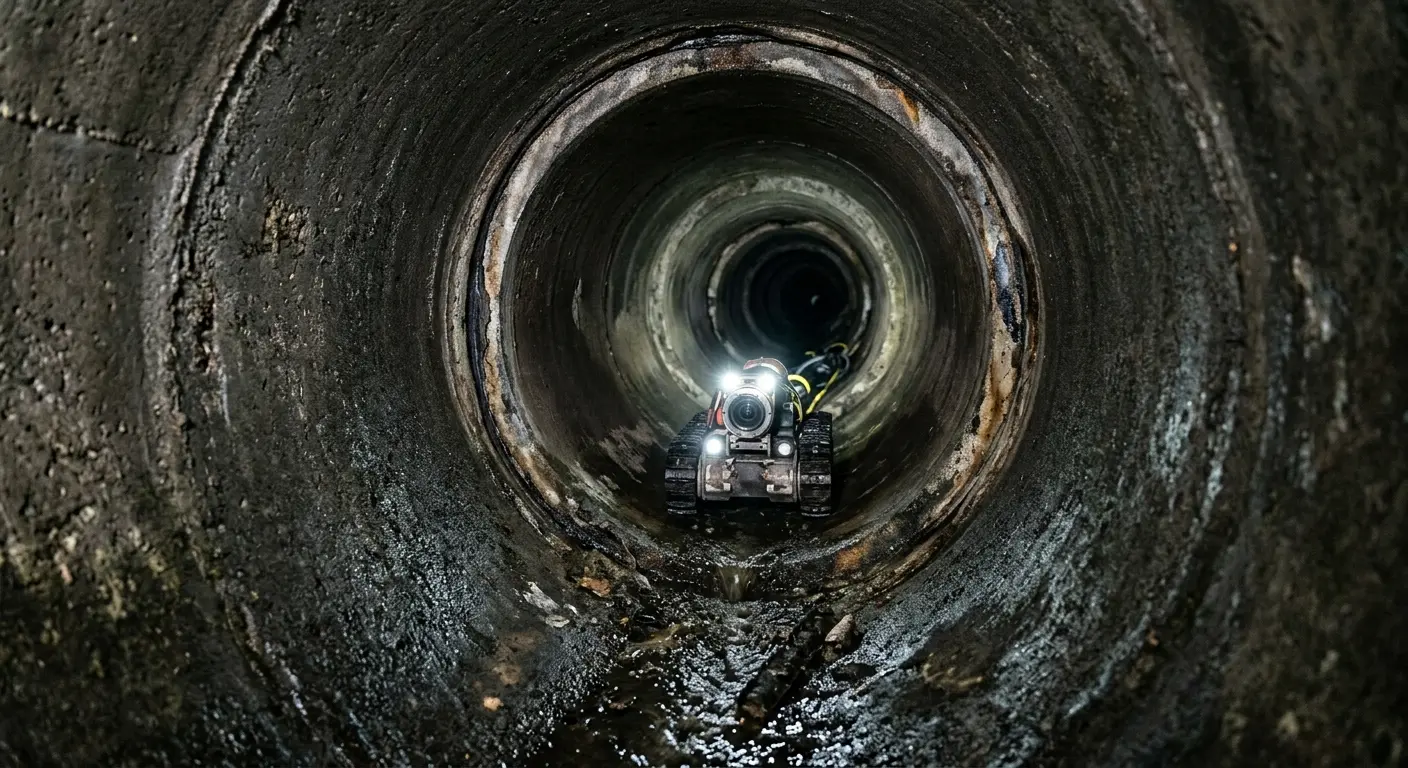 Robotic sewer camera inspecting pipe interior for Sewer Line Cleaning in Glasgow Village